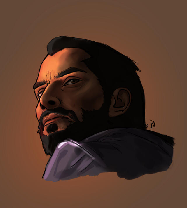 Full color and render character headshot portrait