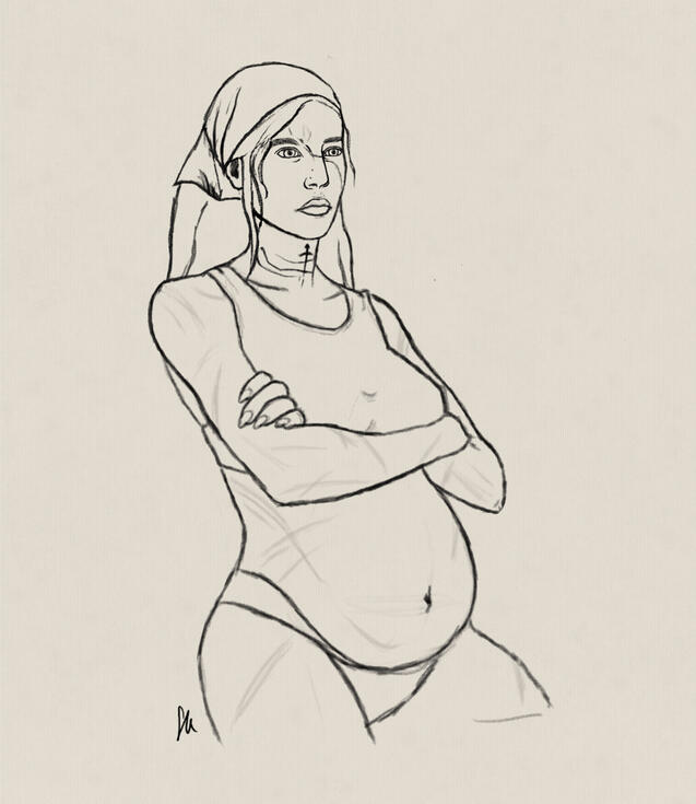 Thigh-up OC sketch