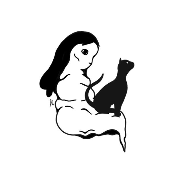 Glob Lady and Her Cat lineart